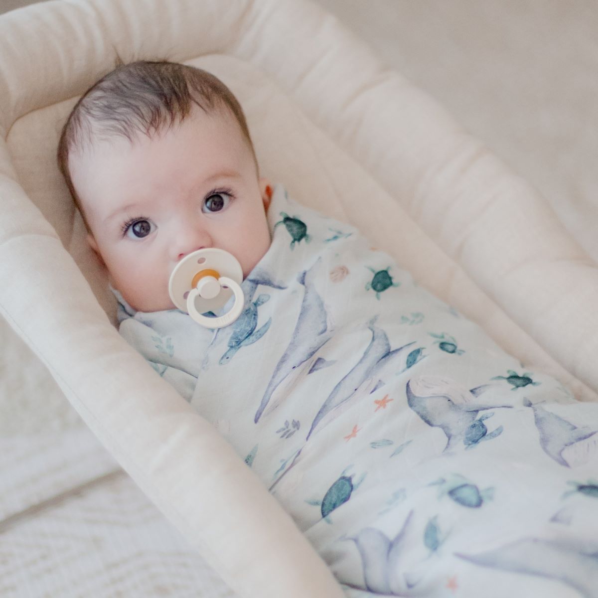 Bamboo Cotton Muslin Swaddle | Turtle Bay