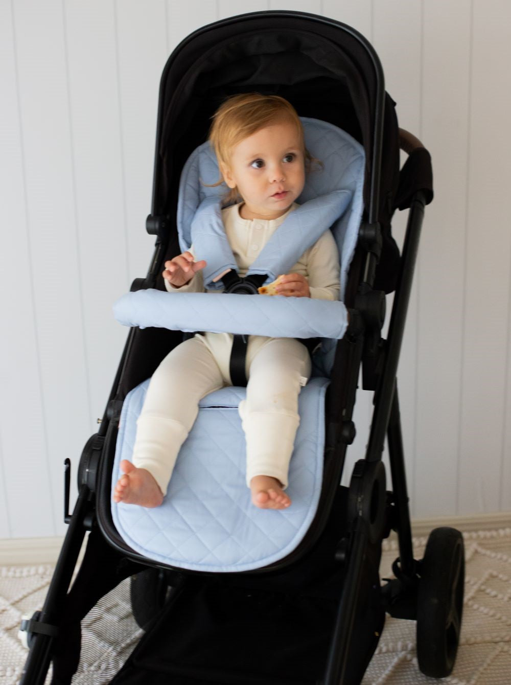 Universal Quilted Pram Liner Dusty Sky Blue – Bambella Designs