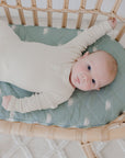 Small Oval/Moses Fitted Waterproof Sheet| Sage Sunshine