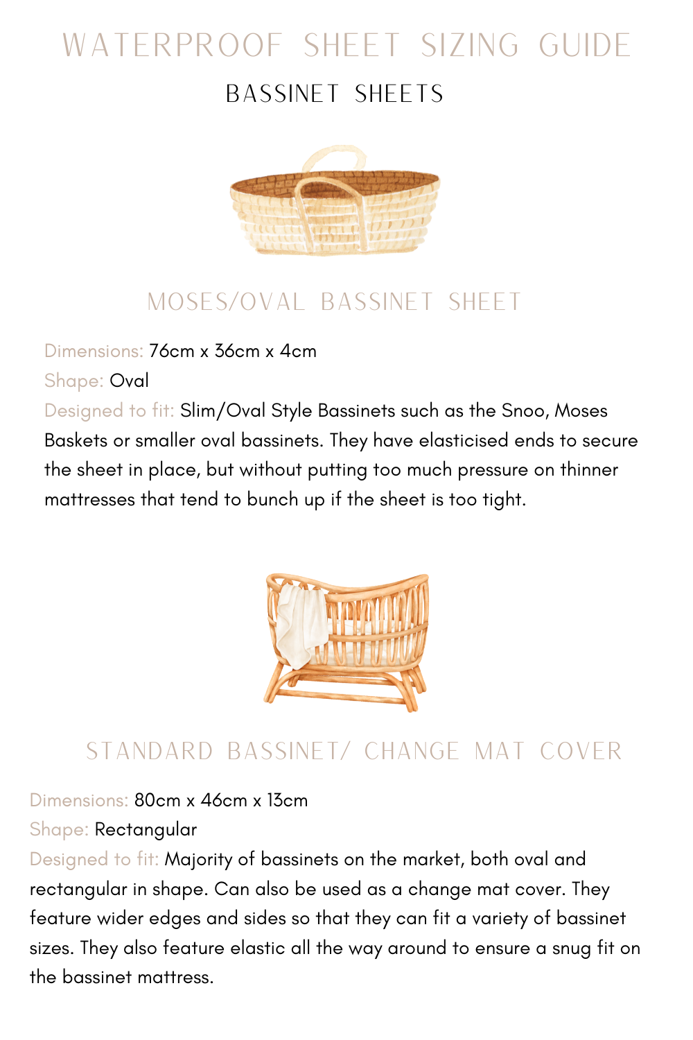 Waterproof Oval Bassinet/Moses Basket Sheet | Botanical