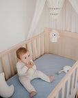 Waterproof Fitted Cot Sheet | Sky Blue