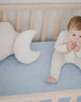 Waterproof Fitted Cot Sheet | Sky Blue