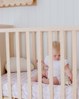 Waterproof Fitted Cot Sheet | Blush Gingham