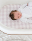 Small Oval/Moses Fitted Waterproof Sheet | Blush Gingham