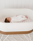Small Oval/Moses Fitted Waterproof Sheet | Blush Gingham