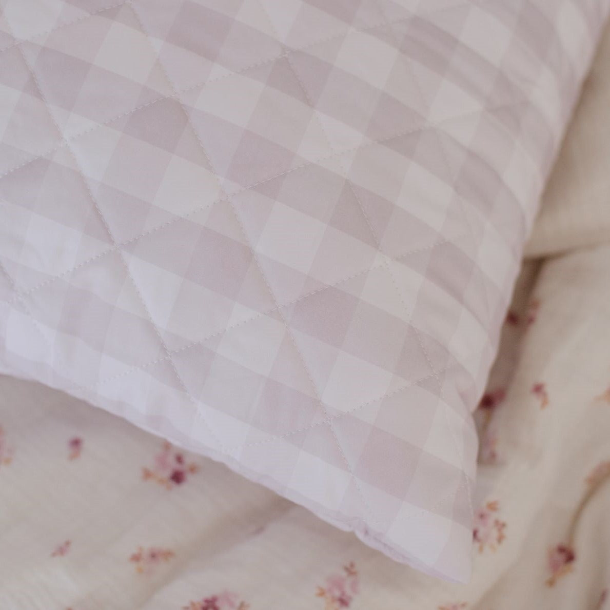 Waterproof Standard Pillowcase | Blush Gingham