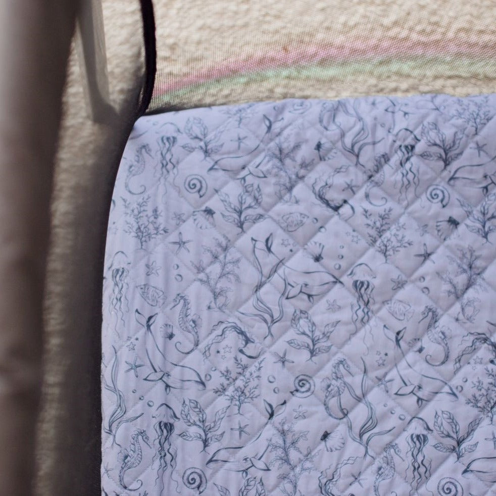 Waterproof Portacot/Travel Cot Fitted Sheet Under the Sea Bambella