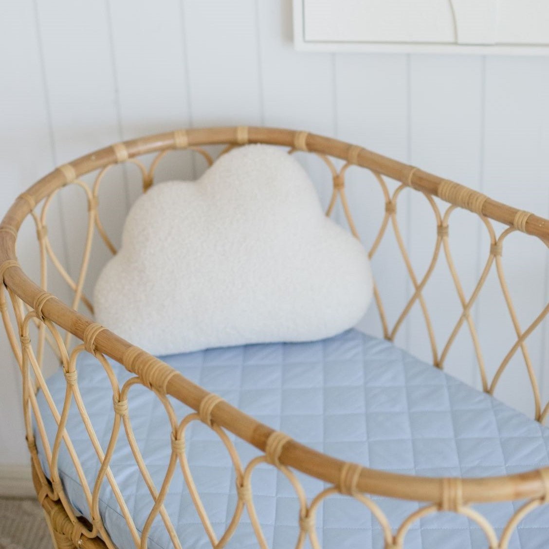 Bambella Waterproof Fitted Bassinet Sheet Dusty Sky Blue