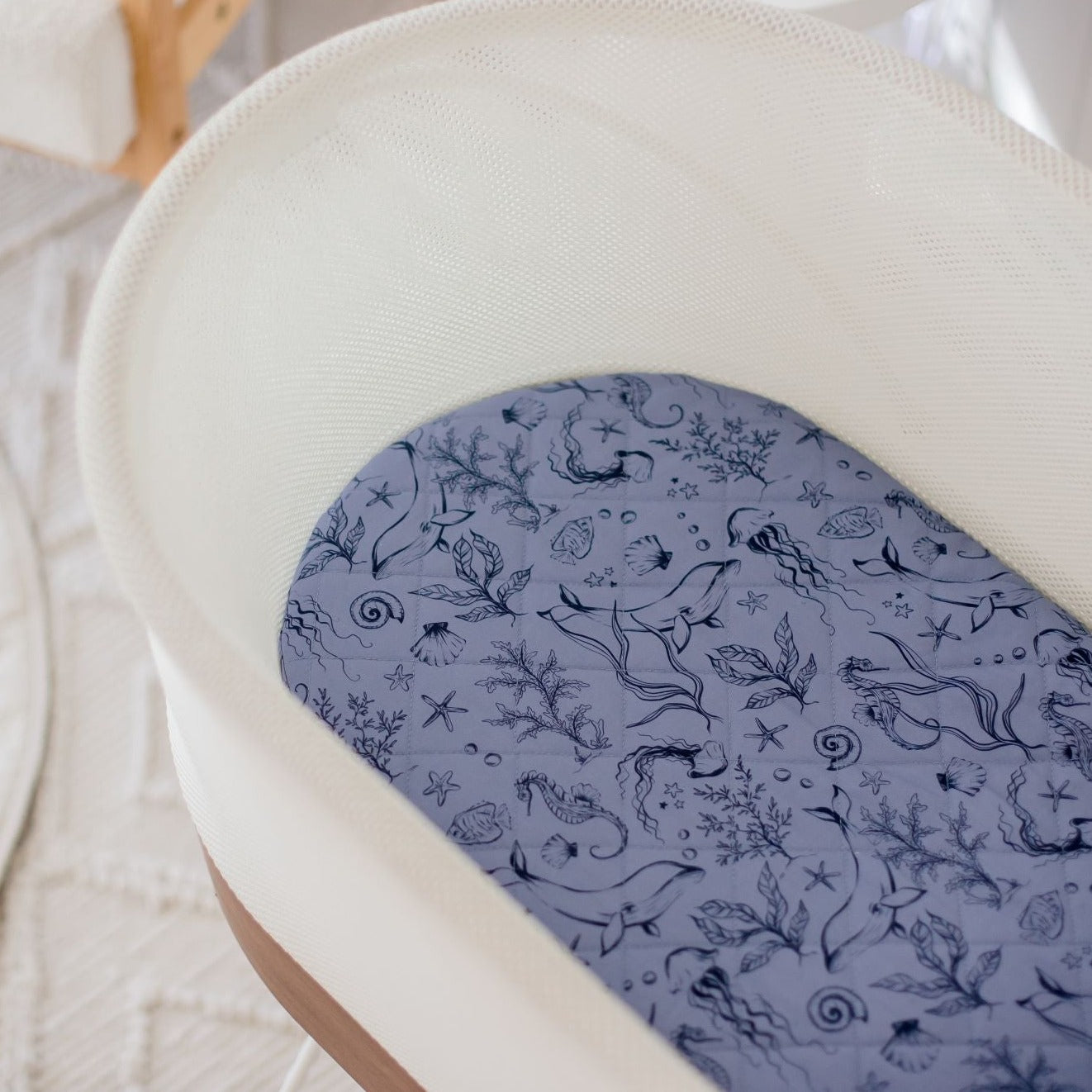 Under the Sea Bambella Waterproof Sheet for Snoo or Oval Moses Basket Bassinets Bambella Designs