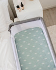 Co Sleeper Sage Sunshine Waterproof Cot Sheets Top View