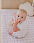 Waterproof Fitted Cot Sheet | Blush Gingham