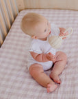 Waterproof Fitted Cot Sheet | Blush Gingham