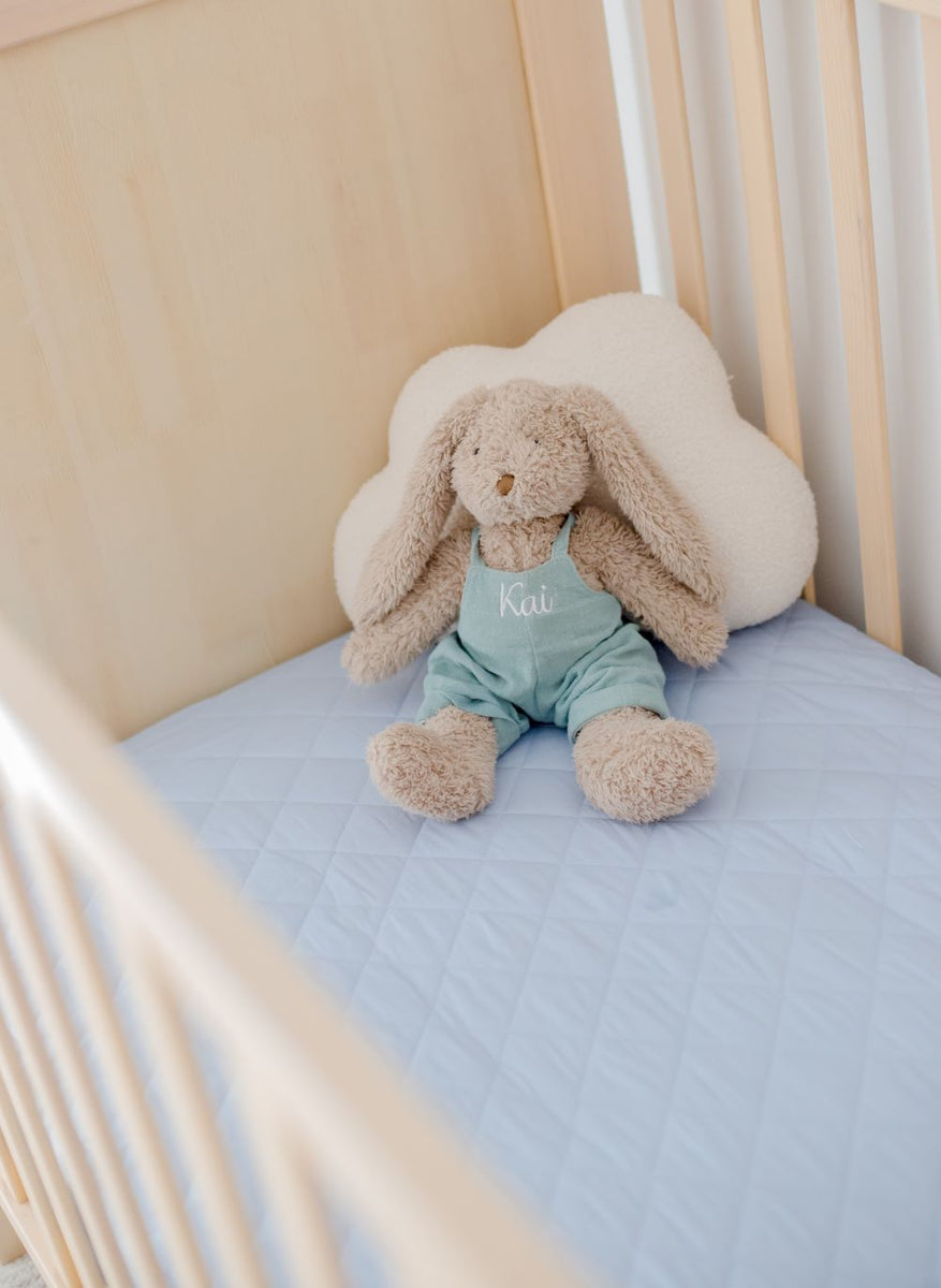 Waterproof Fitted Cot Sheet Dusty Sky Blue – Bambella Designs