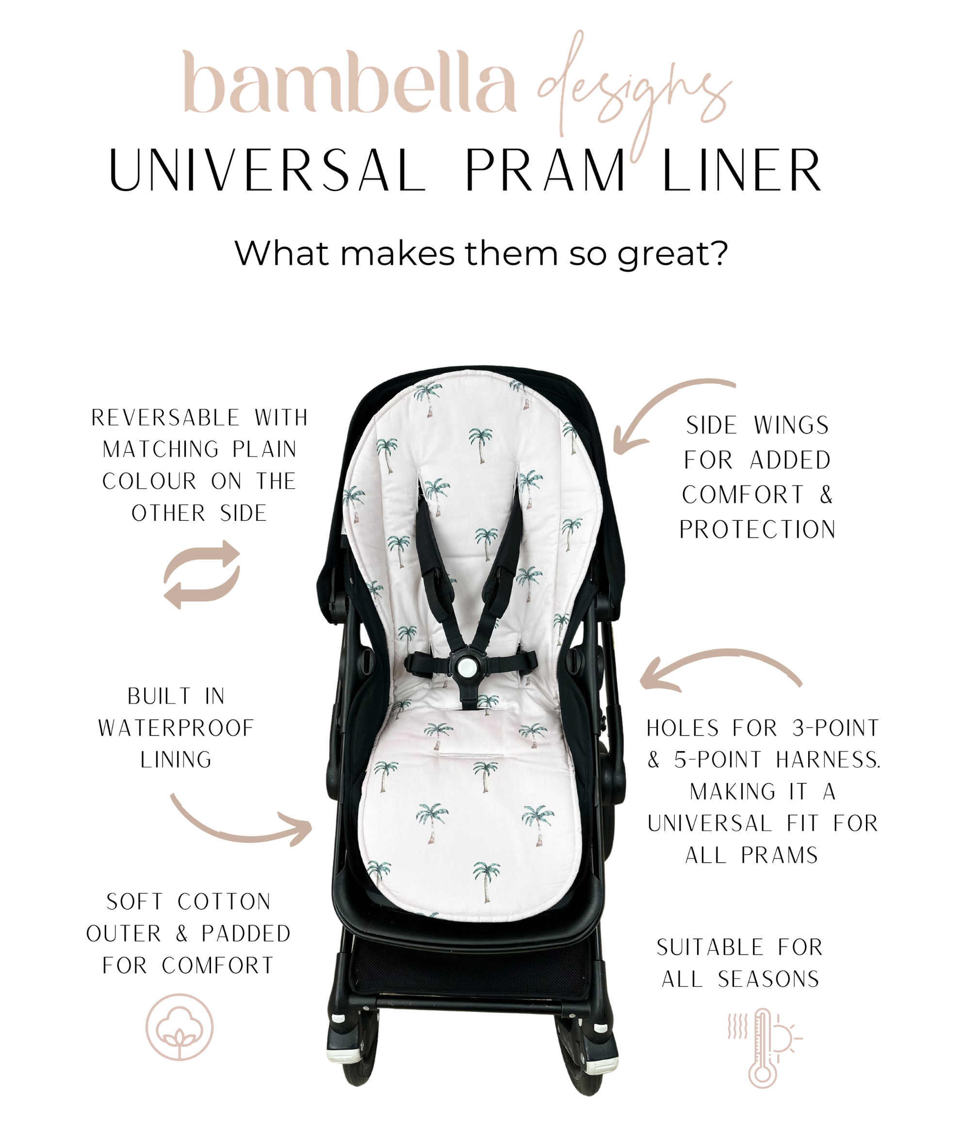 Universal Pram Liner | Malibu Sand