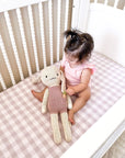 Waterproof Fitted Cot Sheet | Blush Gingham