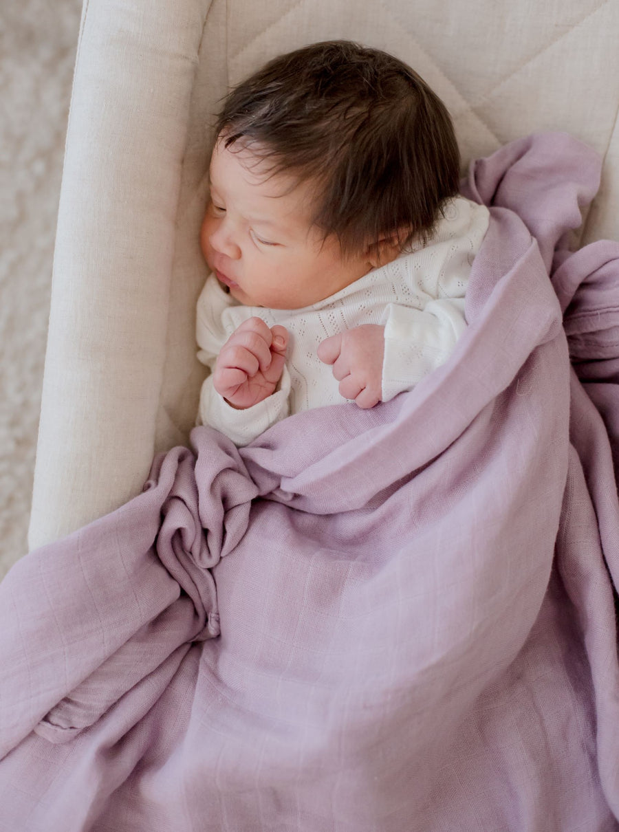 Bamboo Cotton Muslin Swaddle | Dusty Lilac