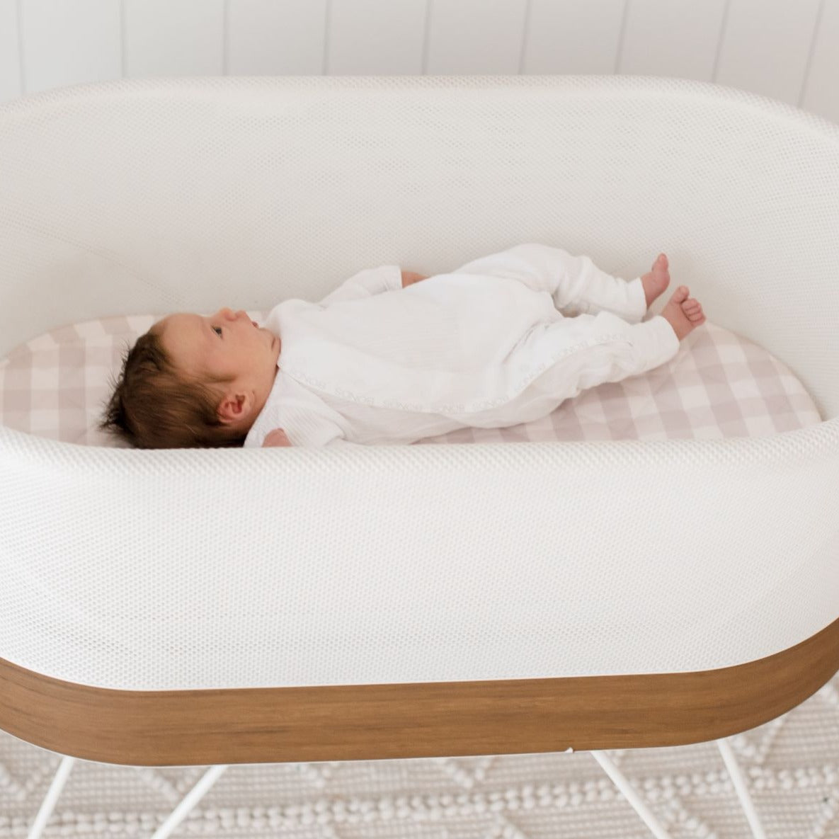 Bambella Waterproof Sheet Oval Moses Basket Bassinets | Blush Gingham ...