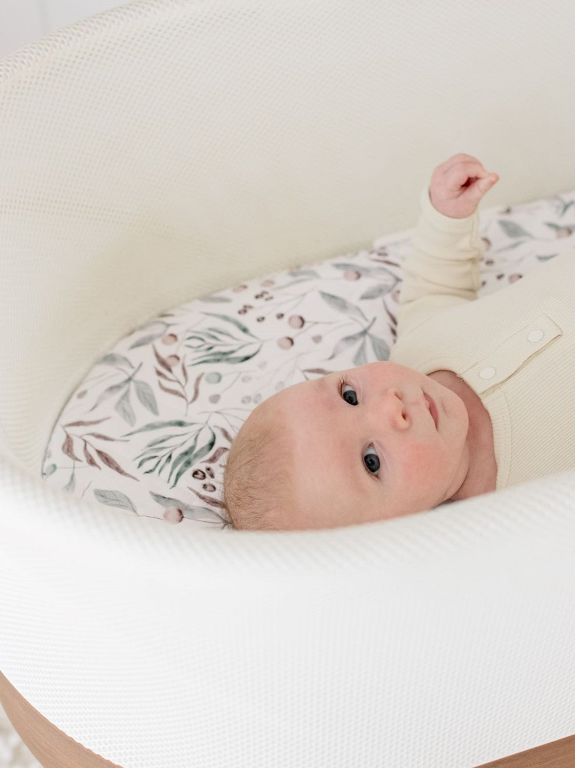Bambella Waterproof Sheet Oval Moses Basket Botanical