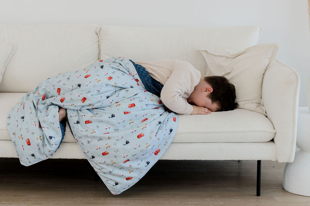 Weighted Sensory Blanket with Waterproof Cover - Things That Go