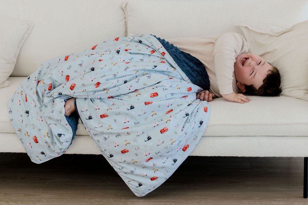 Weighted Sensory Blanket with Waterproof Cover - Things That Go