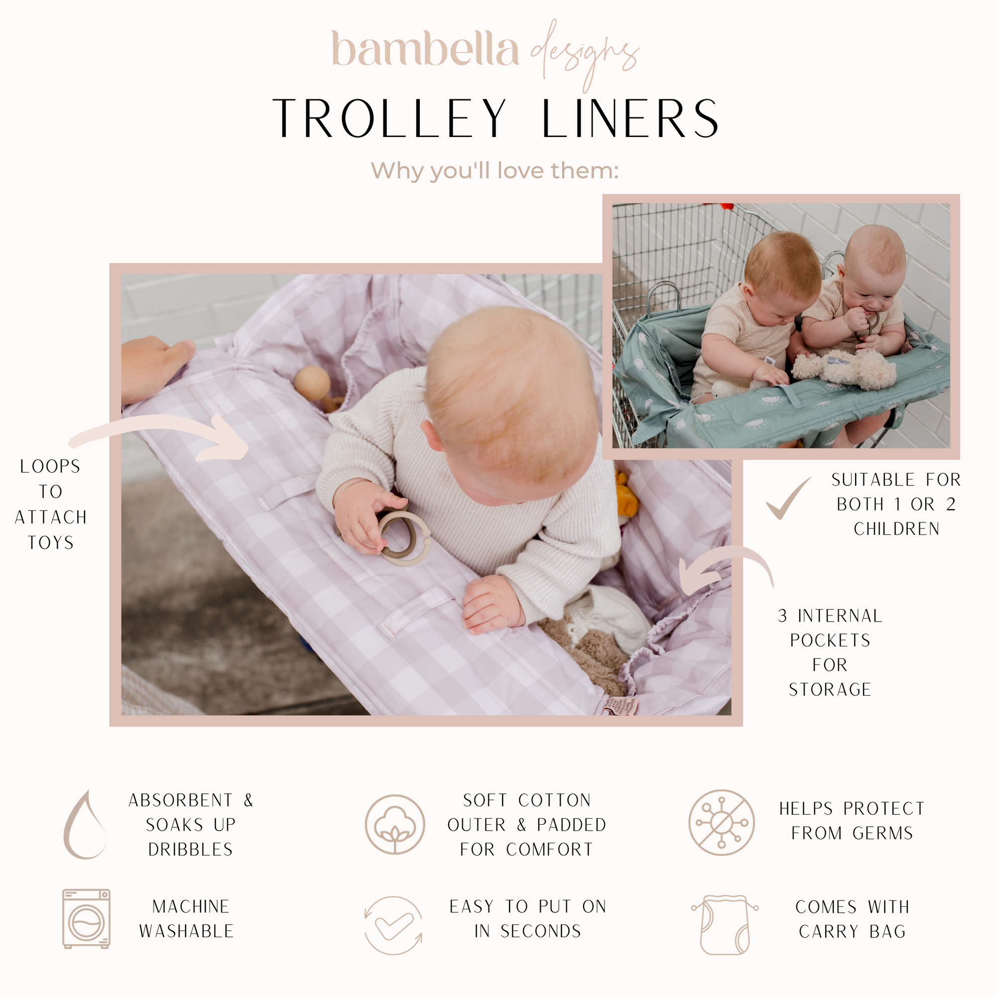 Universal Padded Trolley Liner | Botanical