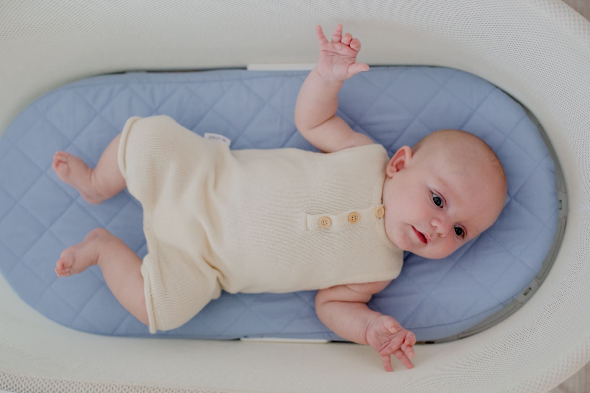 Small Oval/Moses Fitted Waterproof Sheet | Dusty Sky Blue