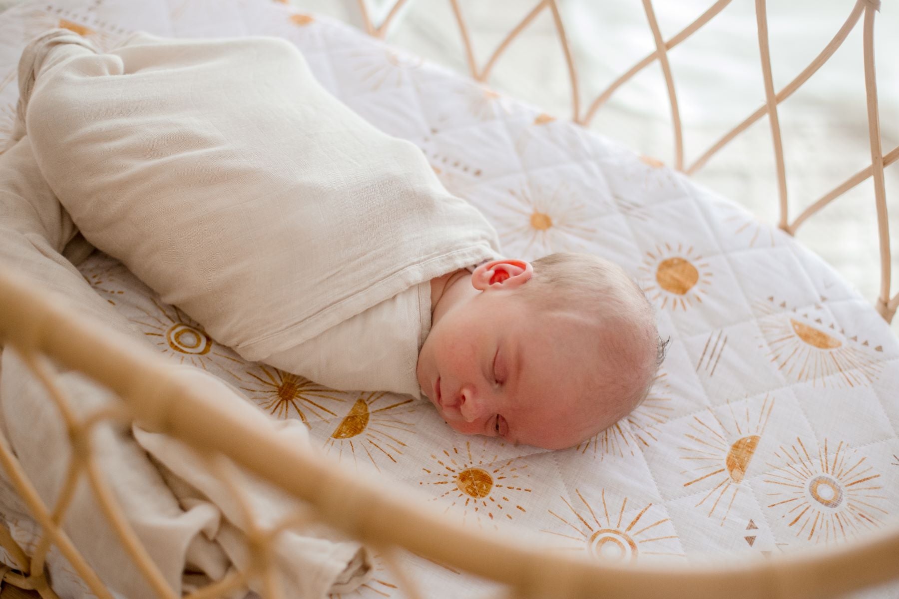 Waterproof Fitted Bassinet Sheet | Bohemian Sunshine