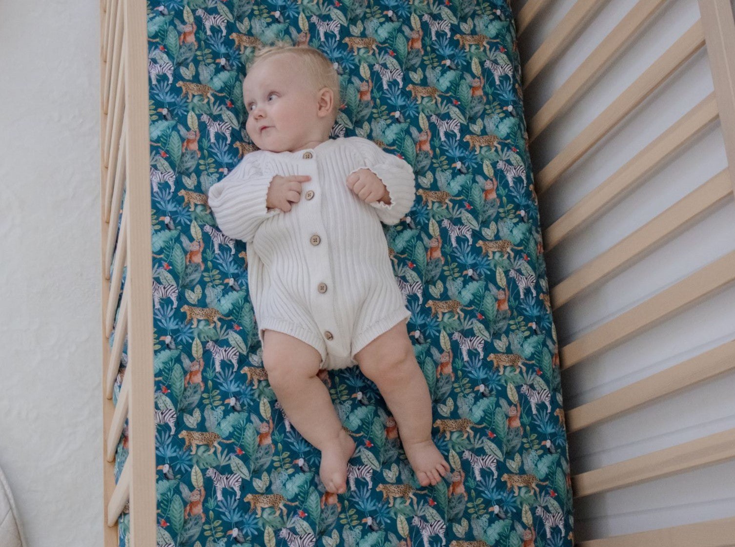 Waterproof Fitted Cot Sheet | Jungle Palms