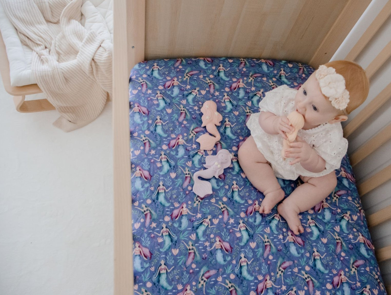Waterproof Fitted Cot Sheet | Mermaid Magic