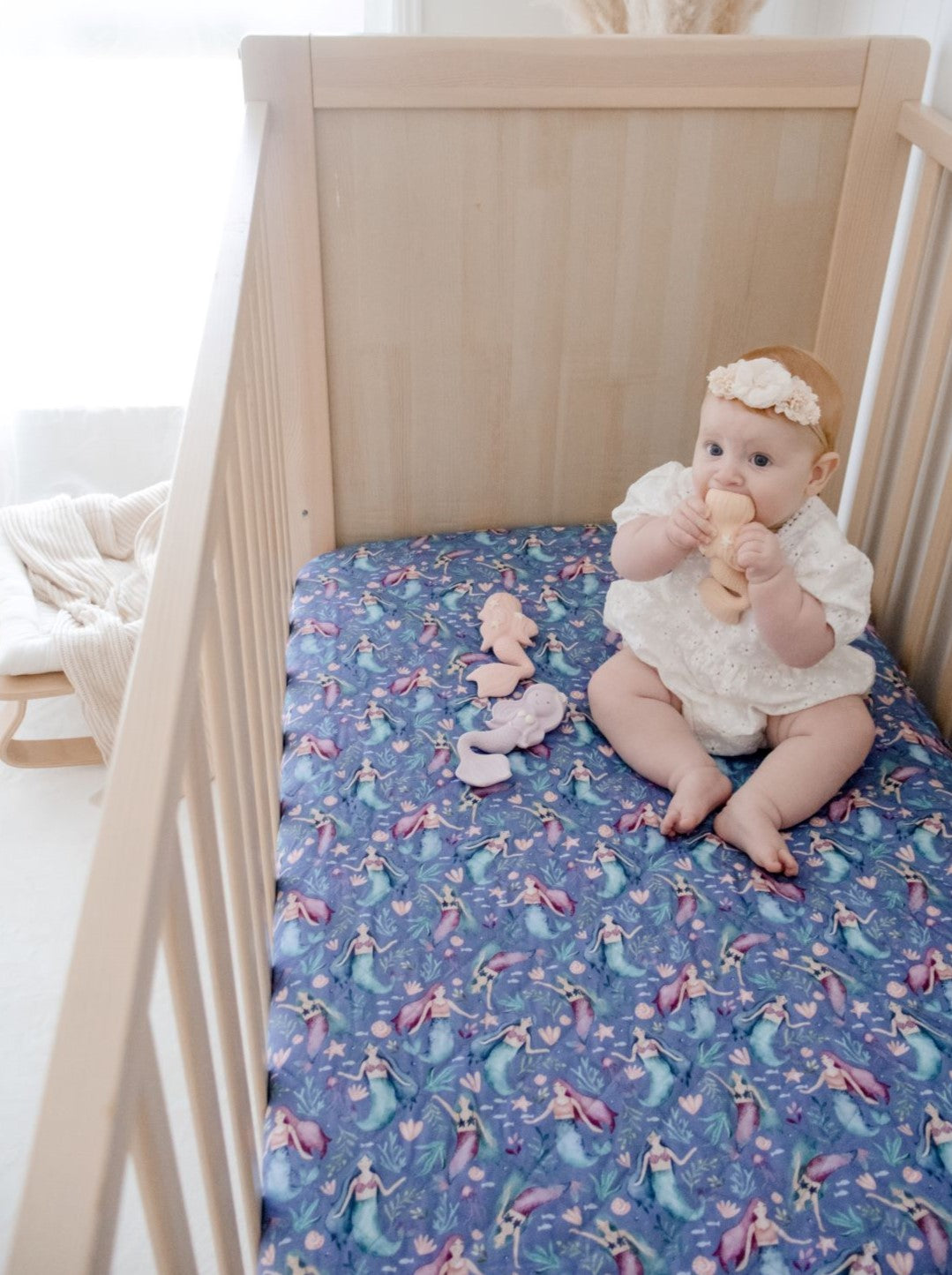Waterproof Fitted Cot Sheet | Mermaid Magic