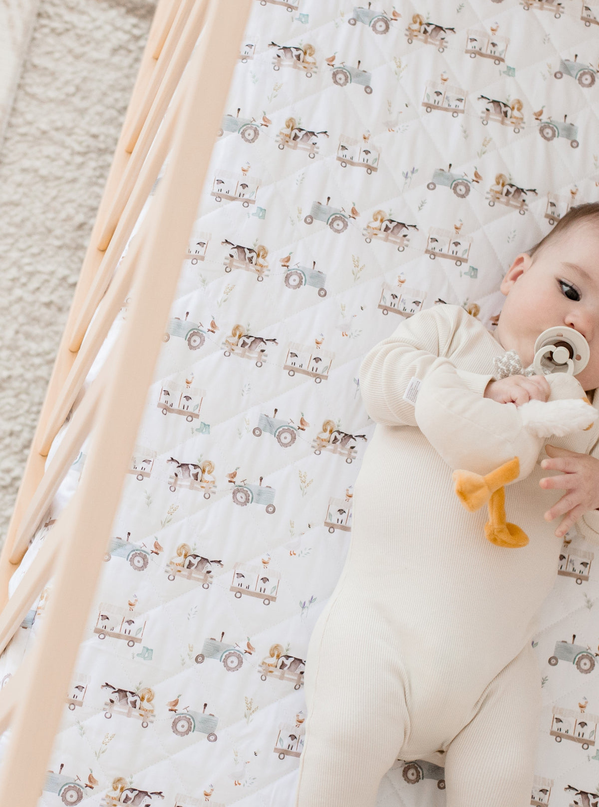 Waterproof Fitted Cot Sheet | Oakwood Farm – Bambella Designs Waterproof Fitted Cot Sheet | Oakwood Farm – Bambella Designs