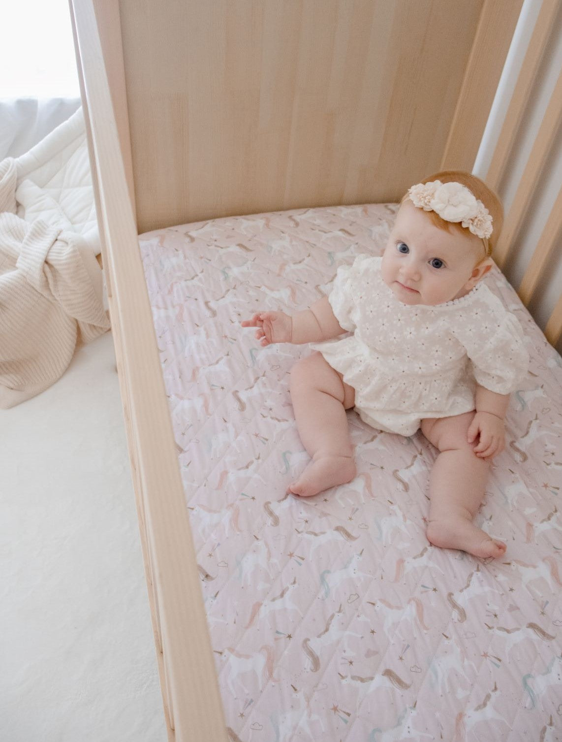 Waterproof Fitted Cot Sheet | Unicorn Fairy Floss