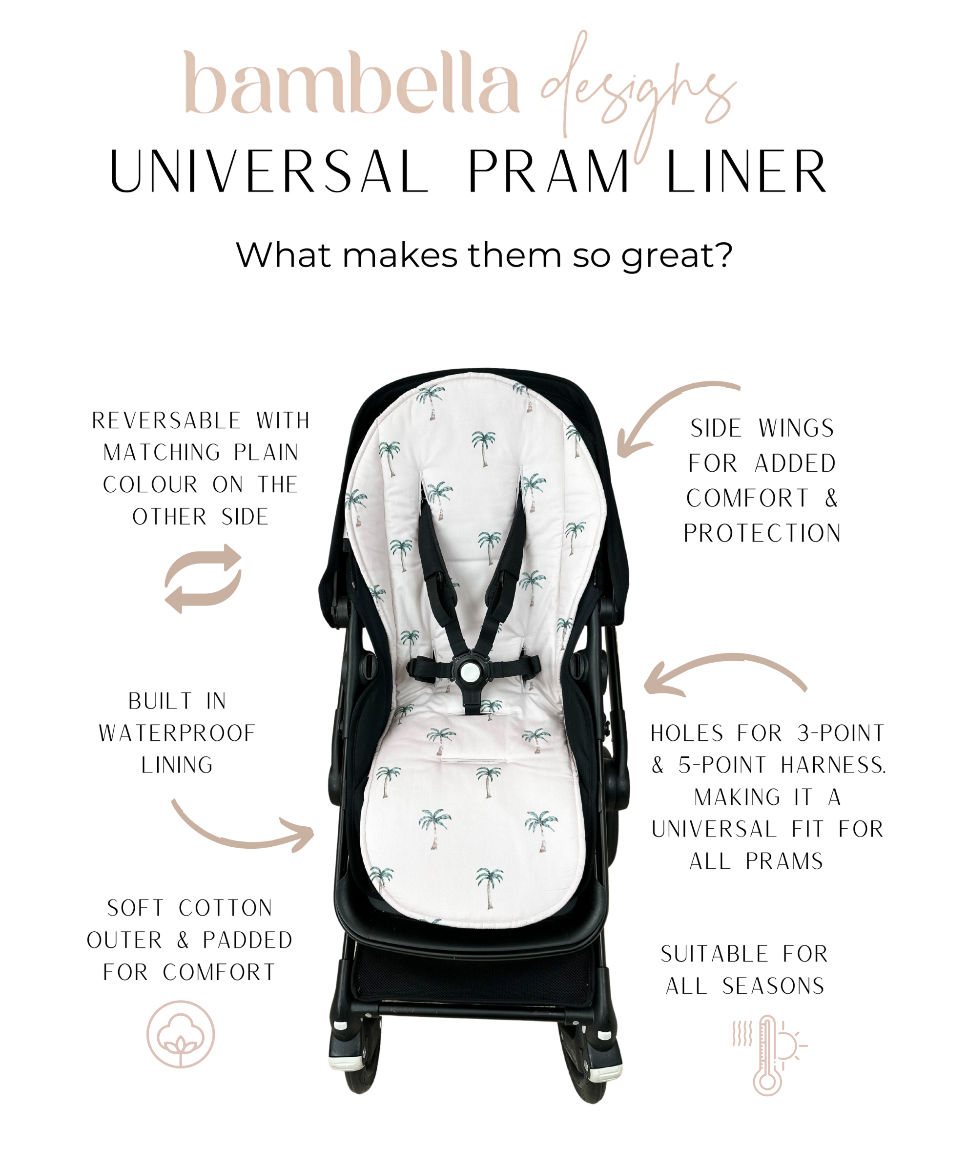 Padded top pram liner